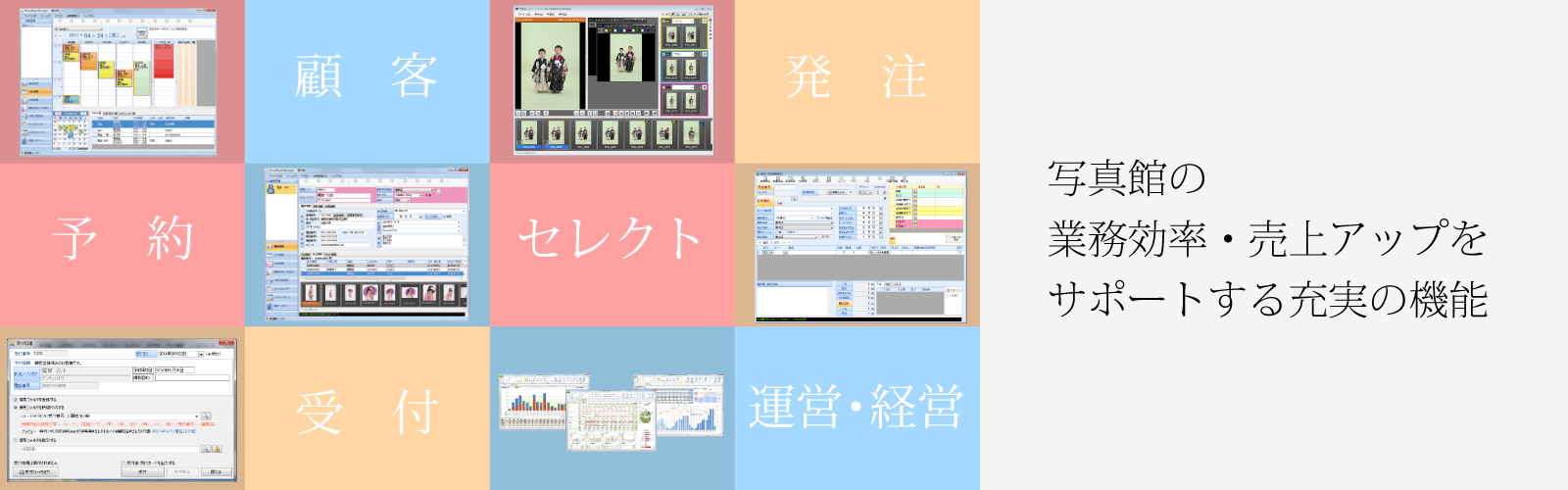 写真館の業務効率・売上アップをサポートする充実の機能