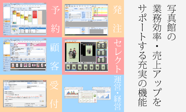 写真館の業務効率・売上アップをサポートする充実の機能